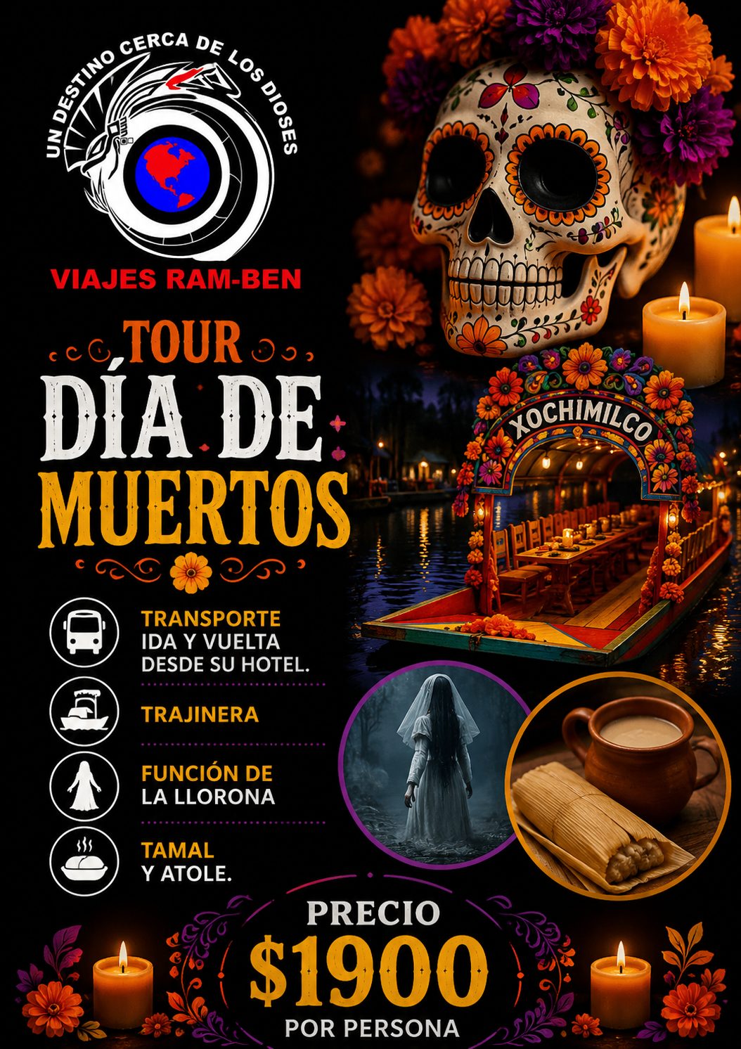 Tour de dia de muertos en xochimilco.